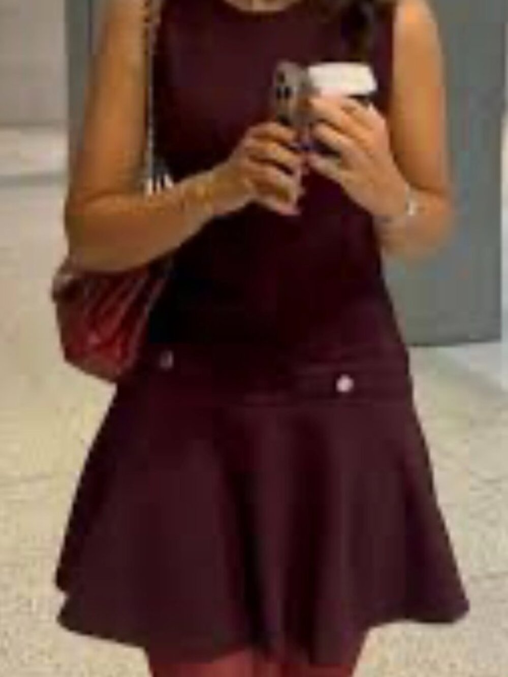 New with Tags Zara Burgundy Maroon Wine Tweed Mini Dress M